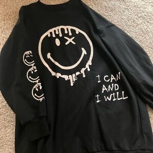 Men's Black Graphic Crewneck Sweater